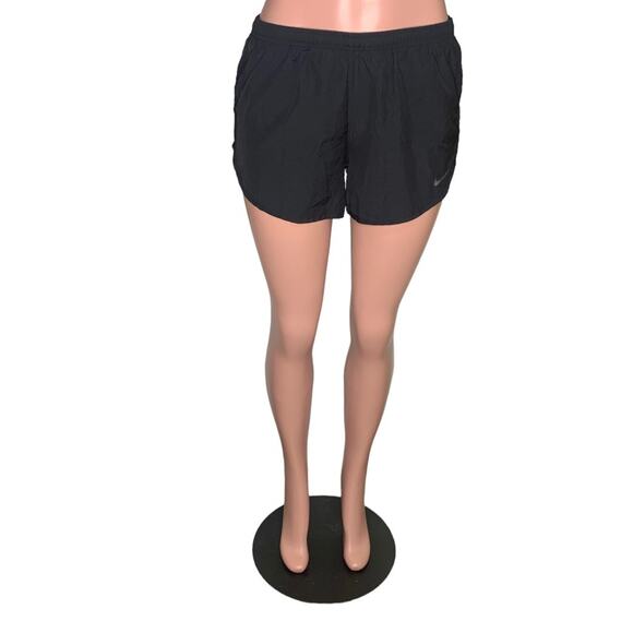 Nike Dri-Fit Short Black Elastic and Tie Waist Lining Black Hide Pockets Size M - Picture 1 of 13